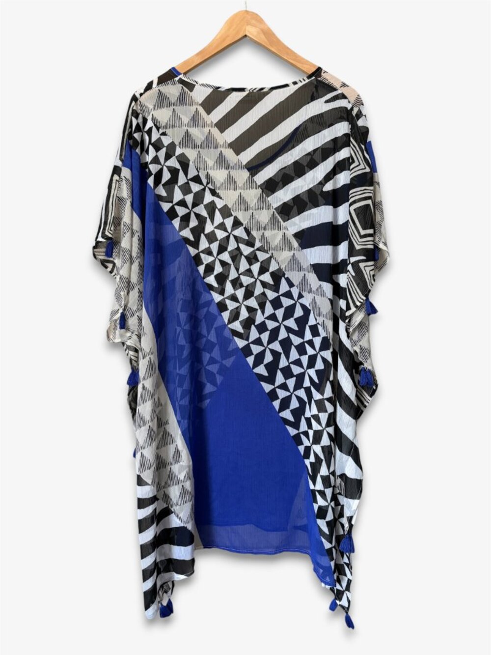Bleu Rod Beattie Twilight Kaftan Cover Up Cobalt Blue Geometric Womens Medium - Picture 8 of 9